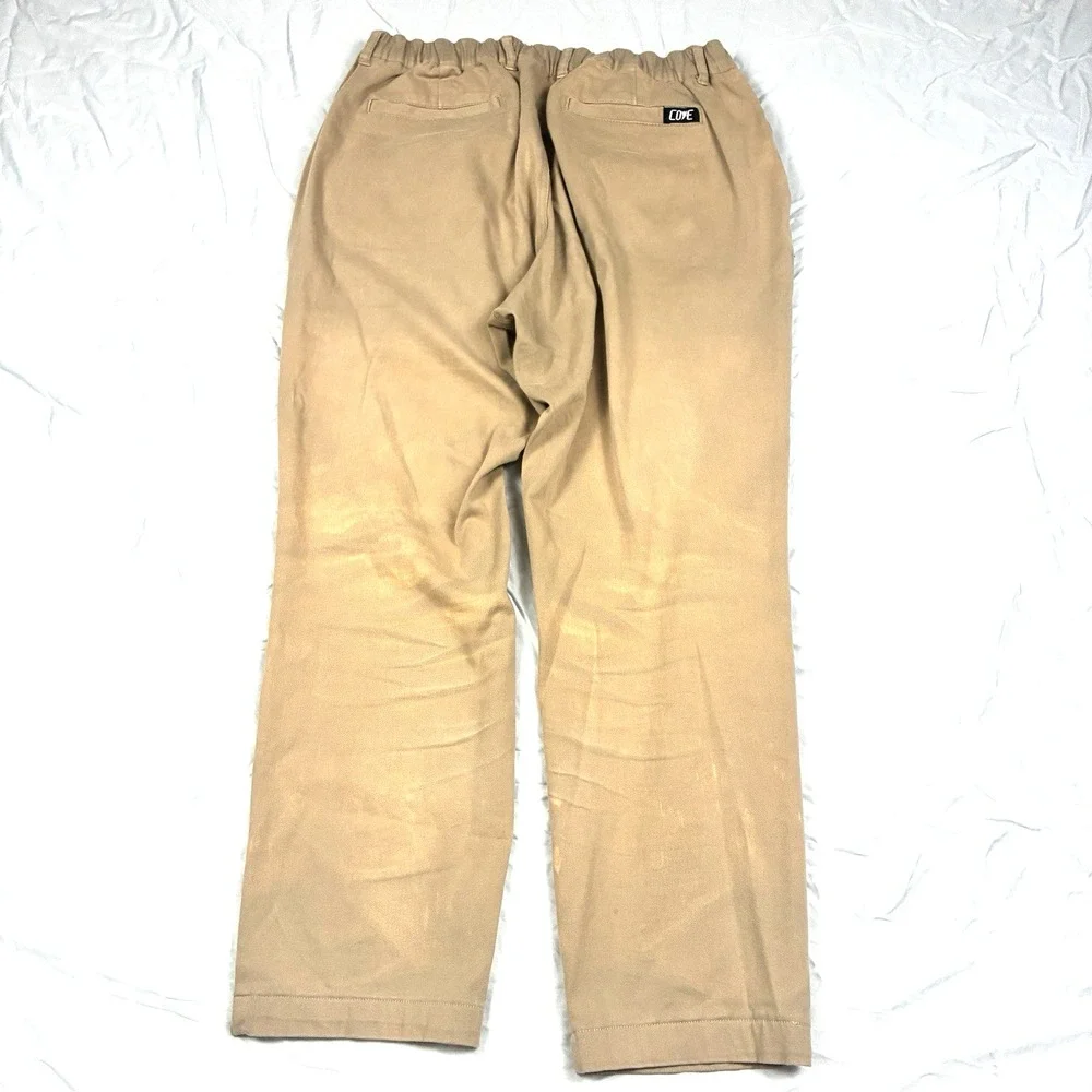 Cove USA Pants Khaki Brown Chino 34 x 27 Elastic Stretch Straight Cut Fades
